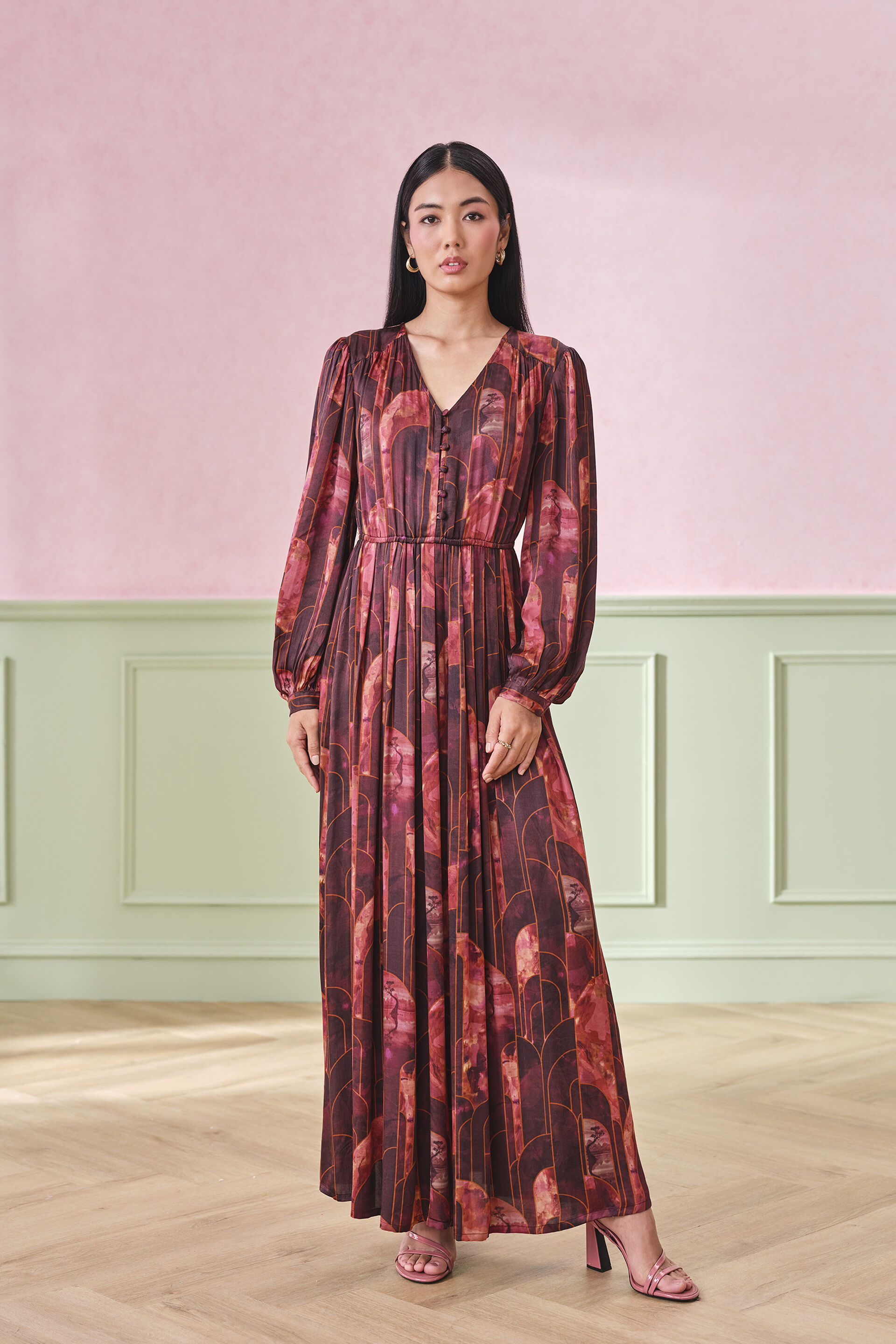 Promenade maxi dress in wine outlet